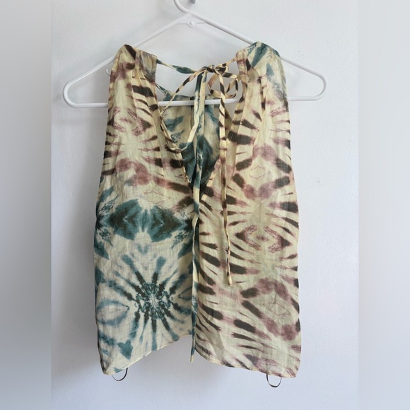 Zara Tie Up Halter Multicolour Tie-Dye Top - Picture 7 of 8